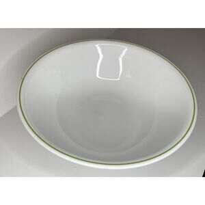 Corelle By Corning 10” Bowl White w/Light Green Stripe Discontinued